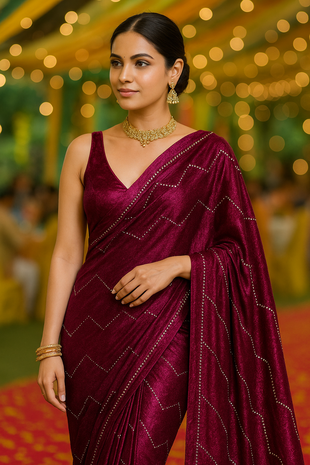 Designer Jimmy Choo Saree with Cut work border